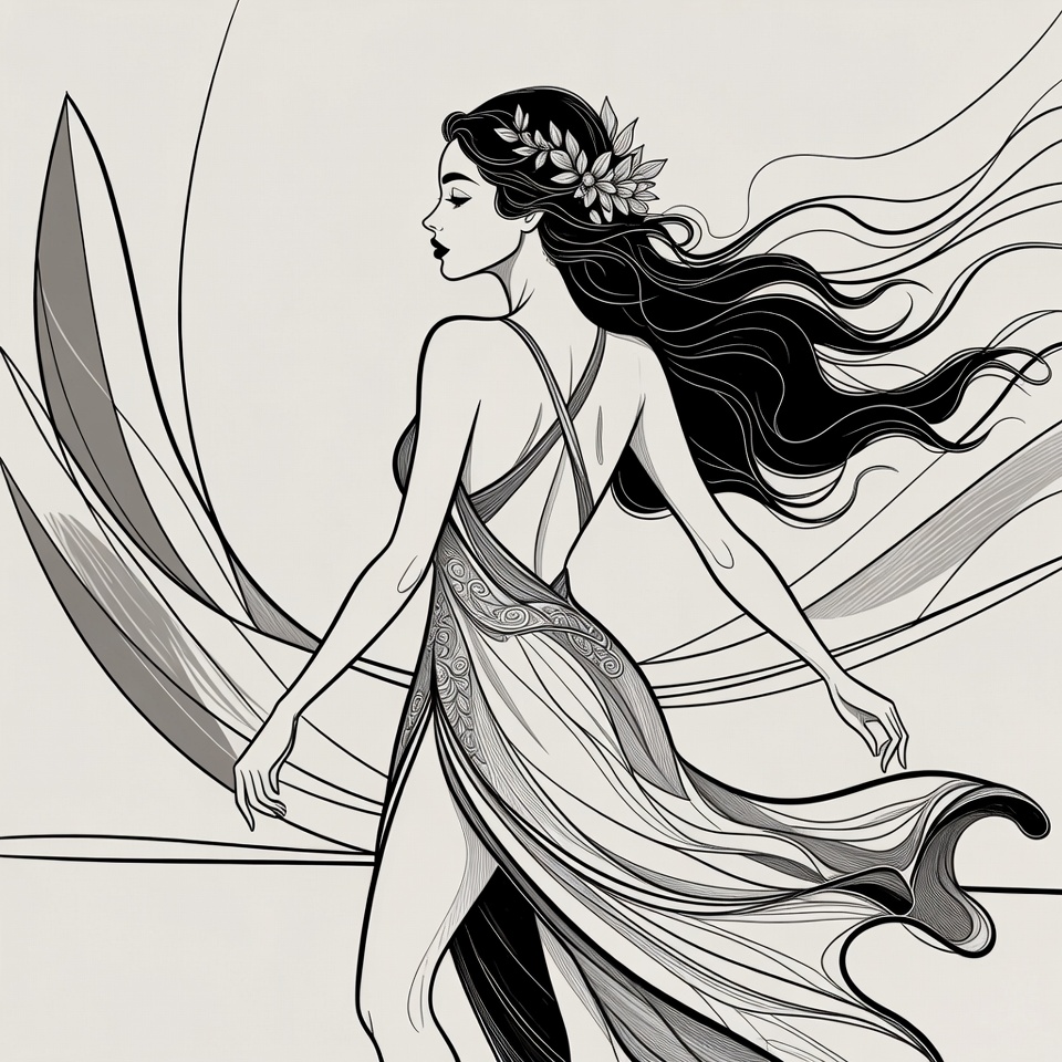 Elegant woman with flowing hair Elegant woman with flowing hair