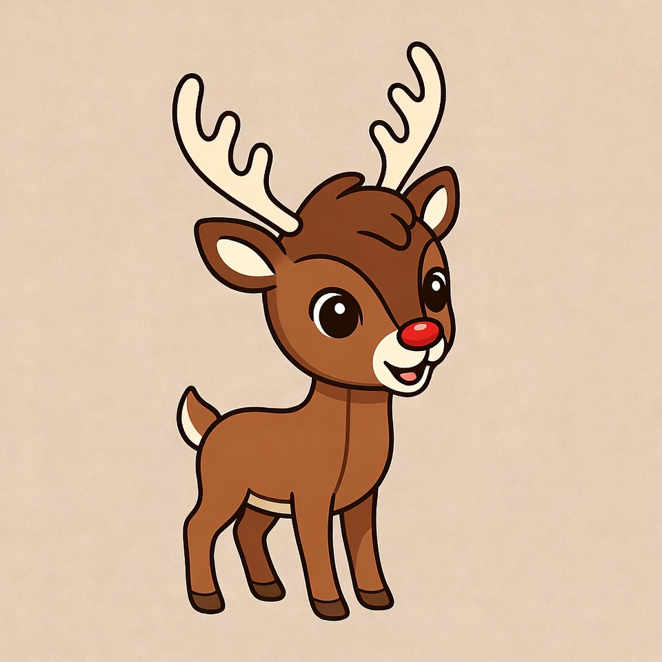 Cute reindeer character with antlers Cute reindeer character with antlers