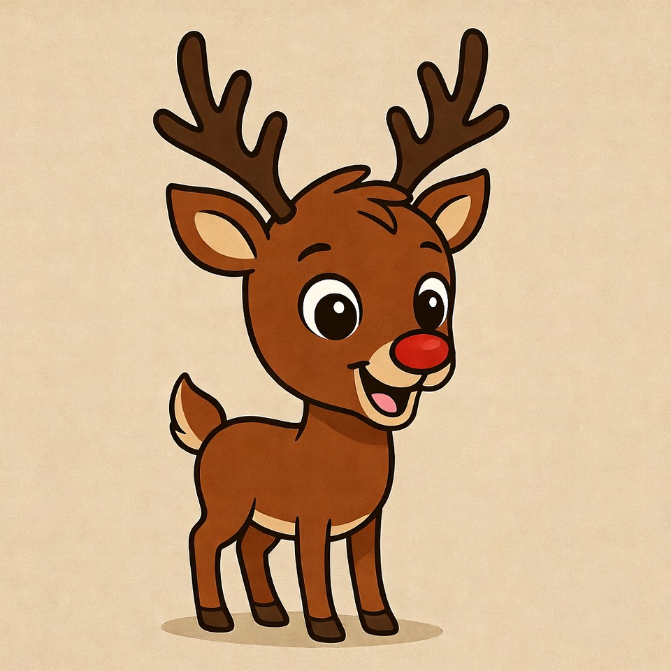 Cute cartoon reindeer with red nose Cute cartoon reindeer with red nose