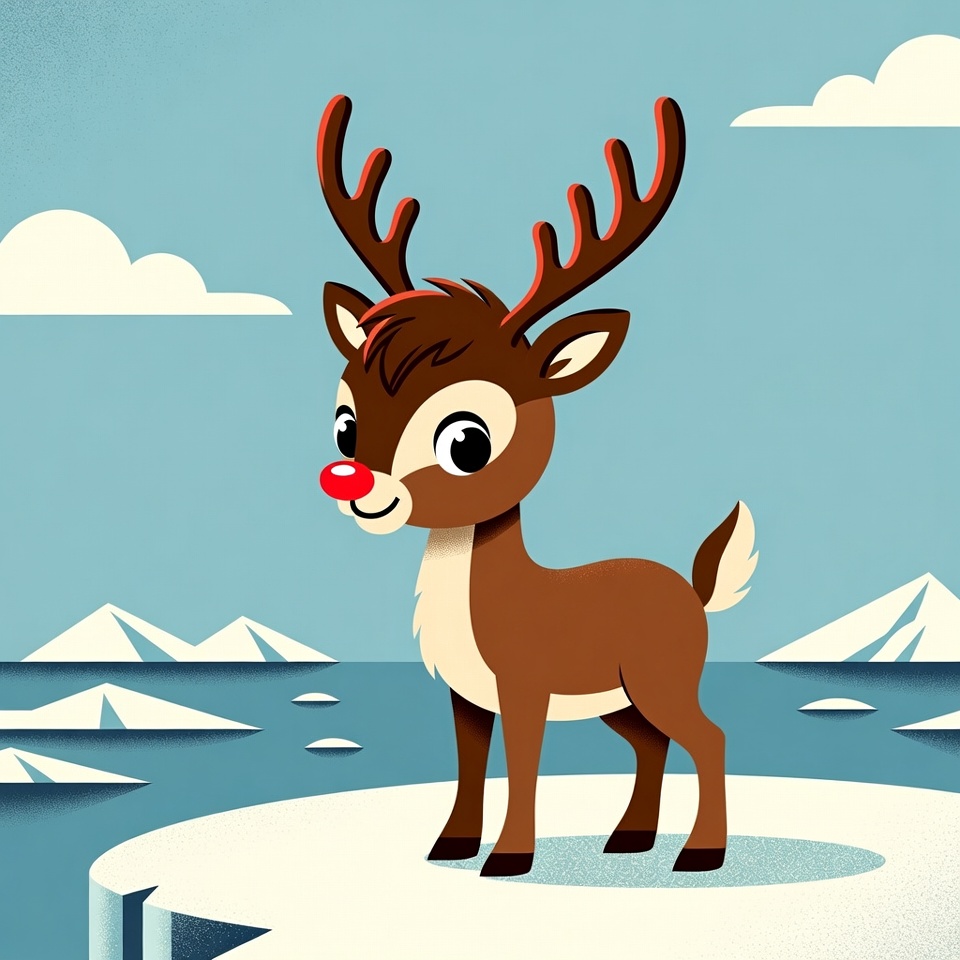Cute reindeer on icy landscape Cute reindeer on icy landscape