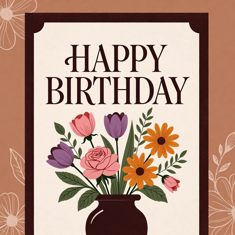 Colorful floral birthday greeting card Colorful floral birthday greeting card