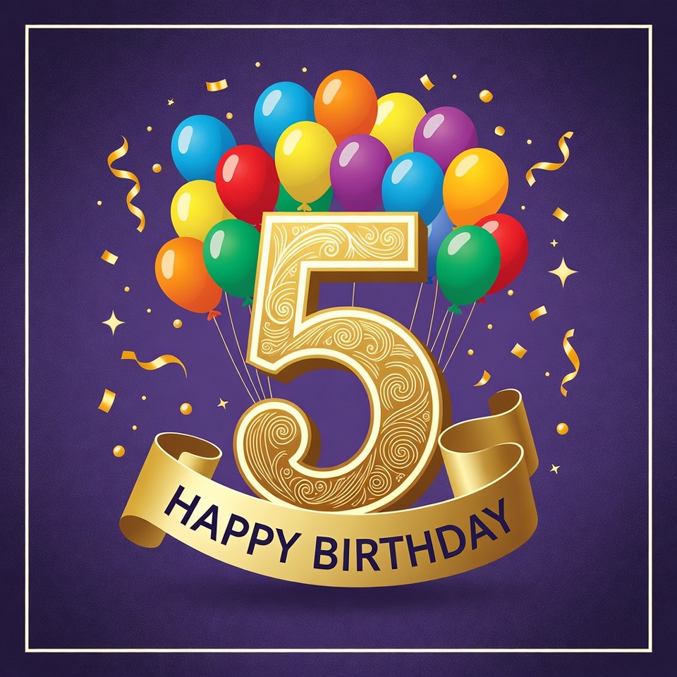 Colorful fifth birthday celebration design Colorful fifth birthday celebration design