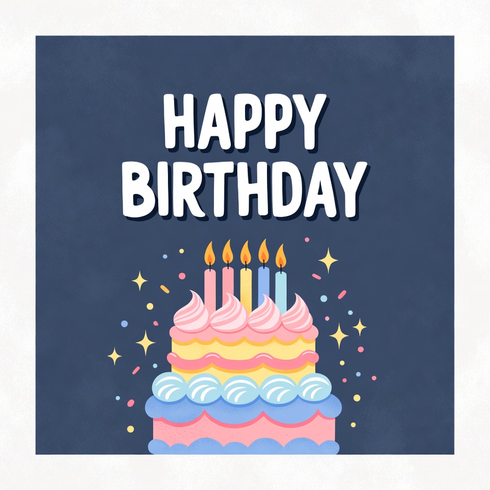 Colorful cake celebrates joyful birthday Colorful cake celebrates joyful birthday