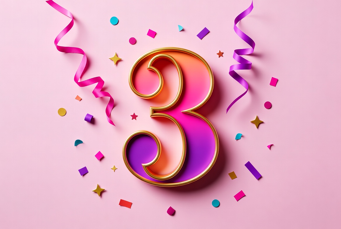 Colorful celebration for third birthday Colorful celebration for third birthday