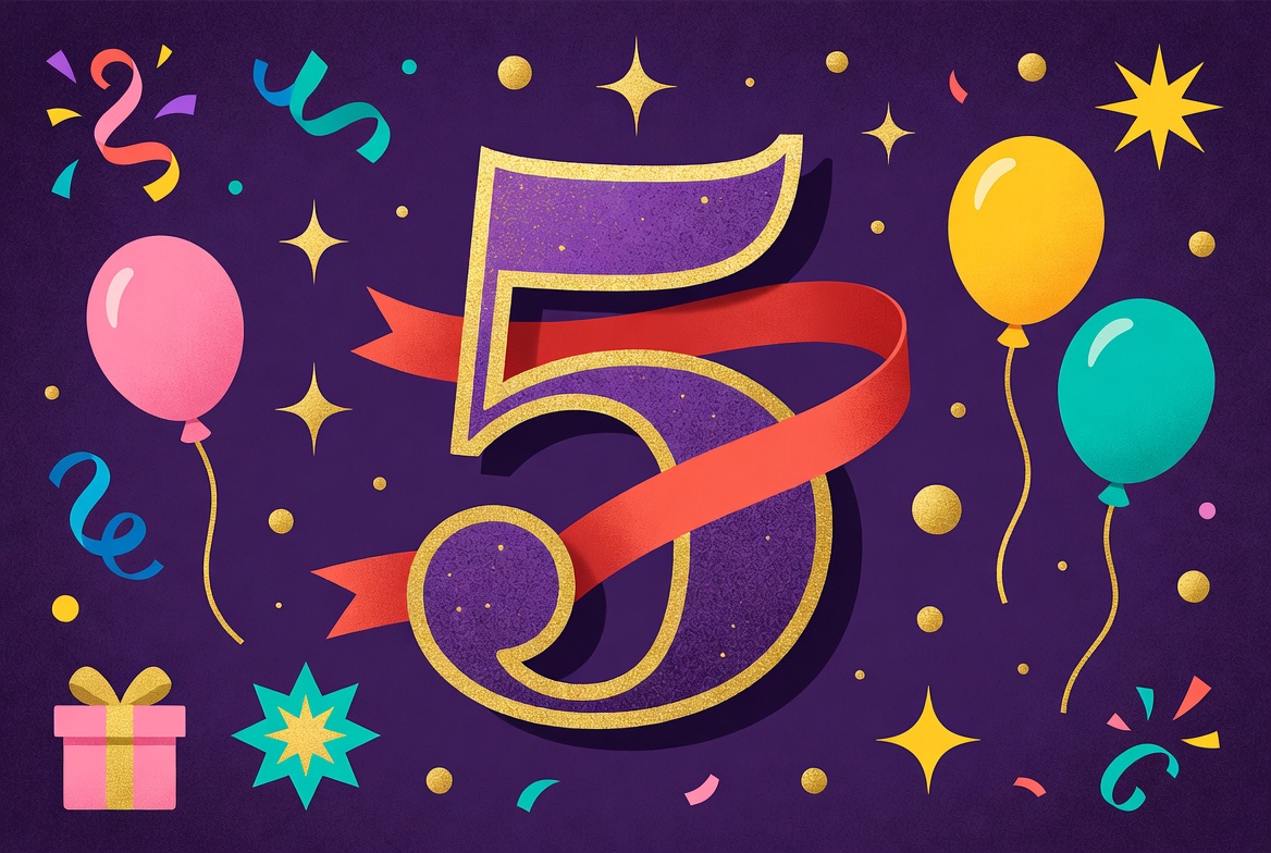 Colorful fifth birthday celebration design Colorful fifth birthday celebration design