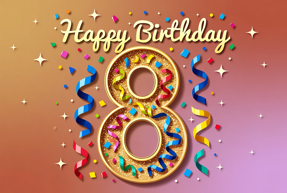 Colorful 8th birthday celebration design Colorful 8th birthday celebration design