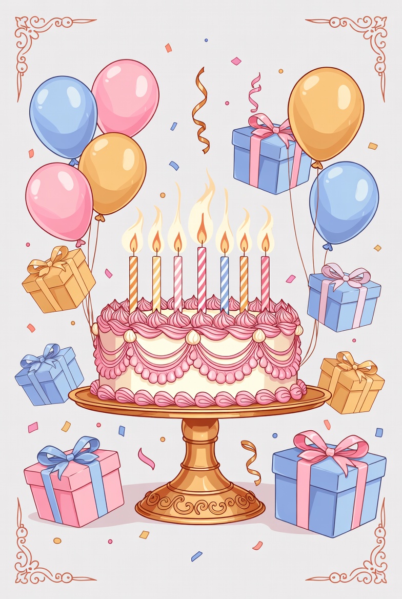 Colorful birthday celebration scene Colorful birthday celebration scene