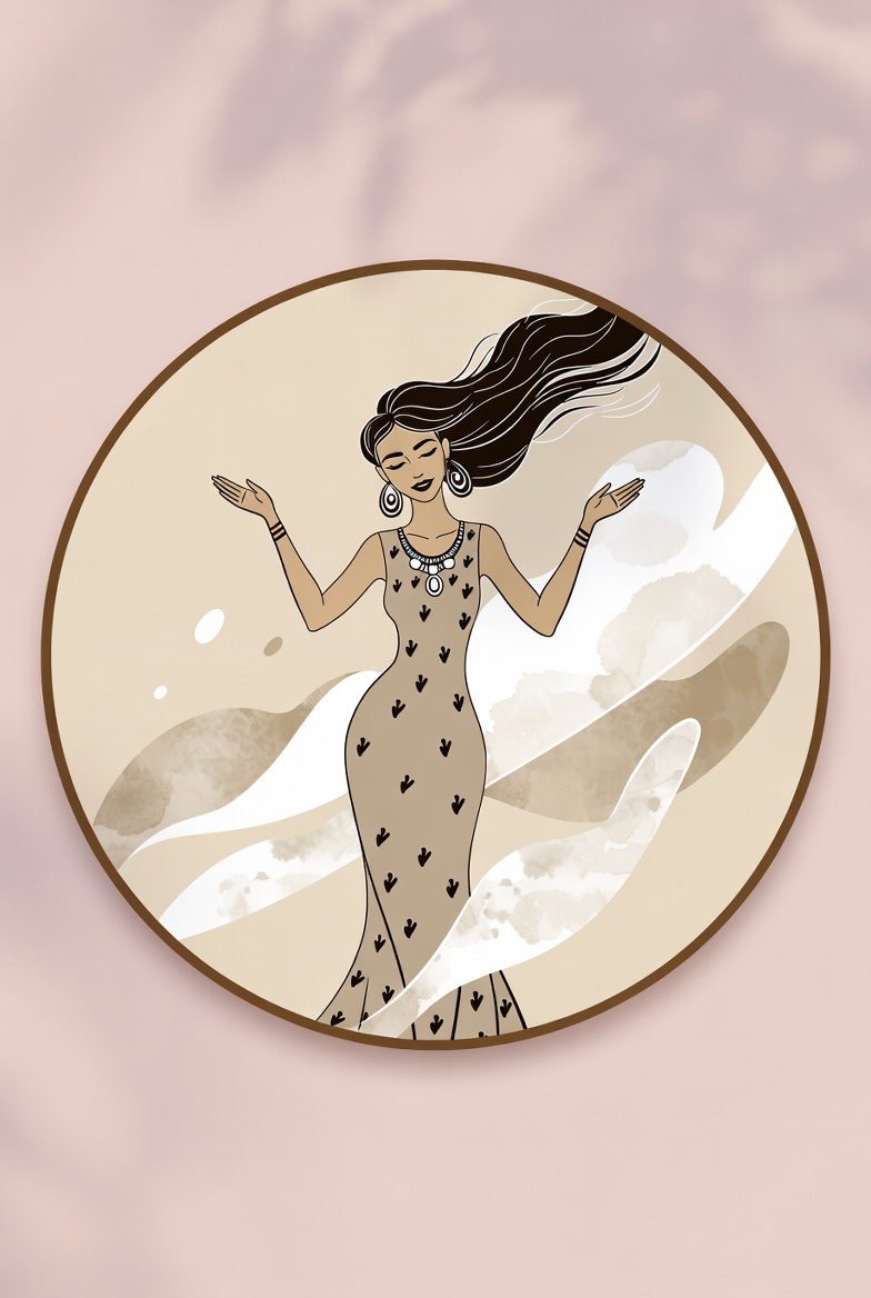 Elegant woman in flowing dress Elegant woman in flowing dress