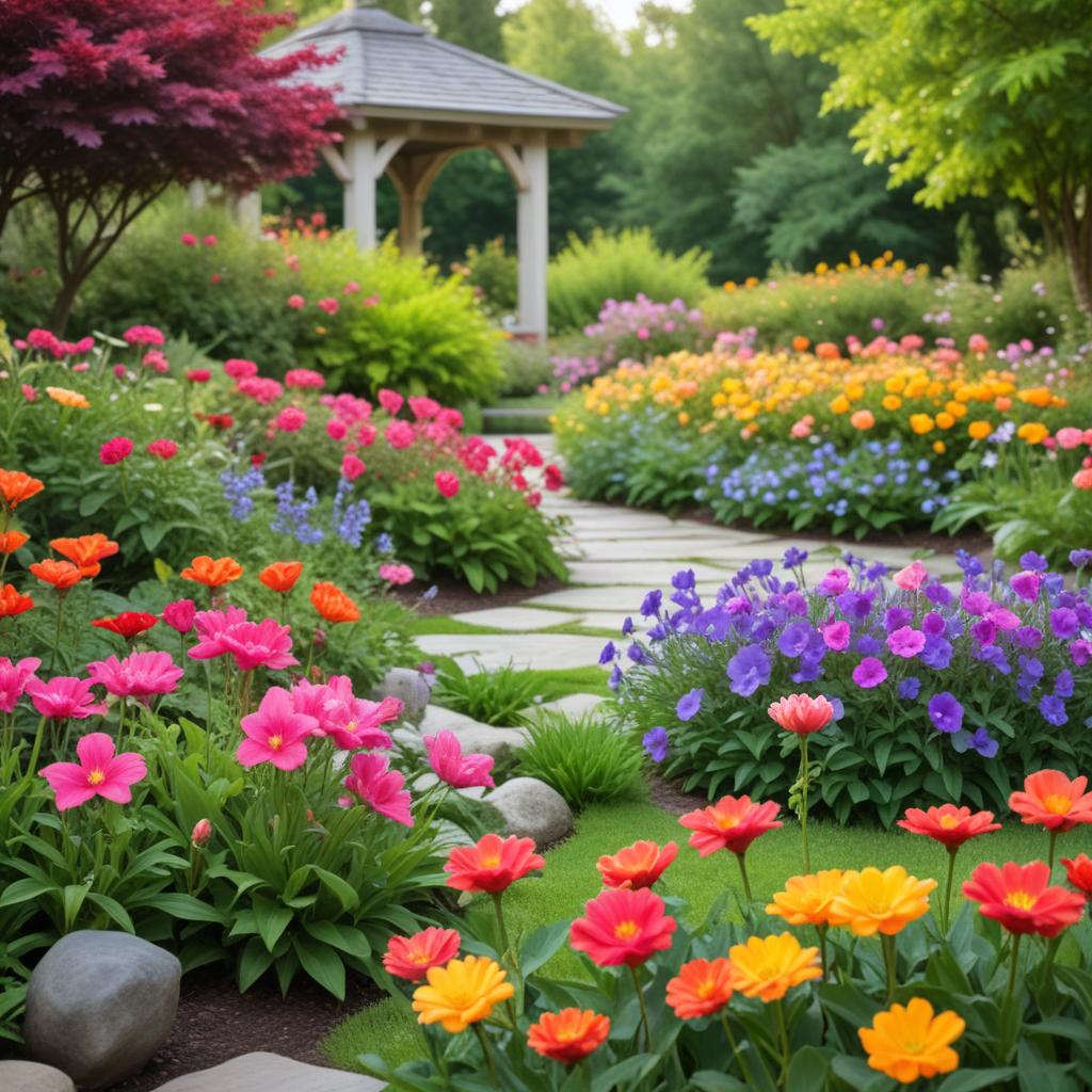 Beautiful spring flower garden scene Beautiful spring flower garden scene