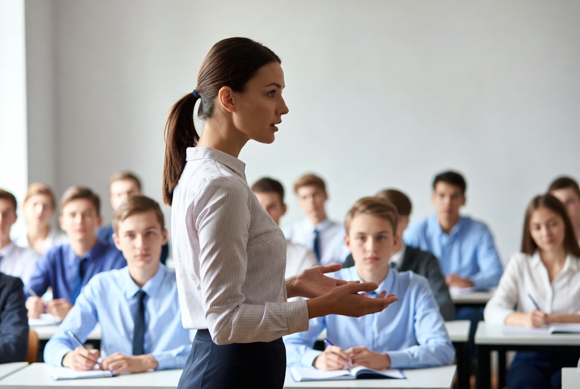 Teacher engaging students in class Teacher engaging students in class