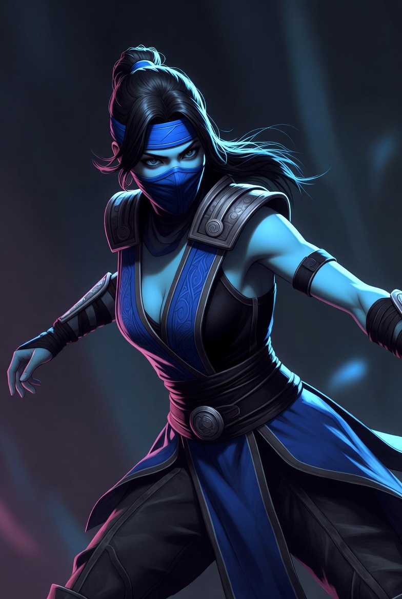 Skilled warrior in blue attire Skilled warrior in blue attire