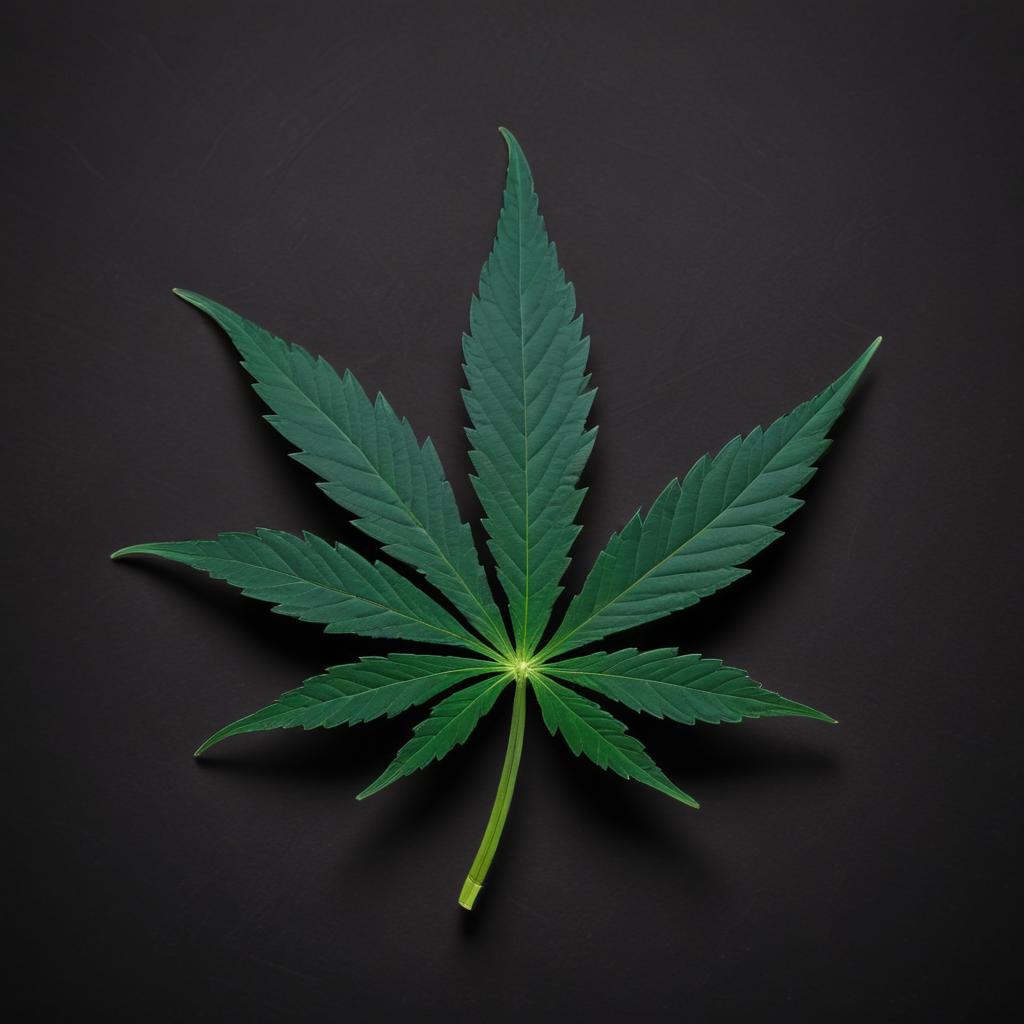 Close-up view of a green cannabis leaf Close-up view of a green cannabis leaf