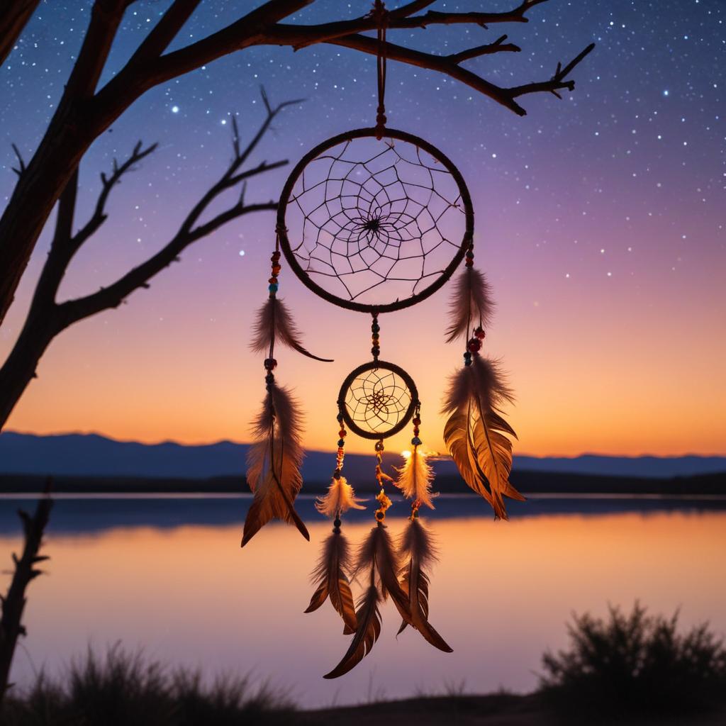 Dreamcatcher at sunset by the lake Dreamcatcher at sunset by the lake
