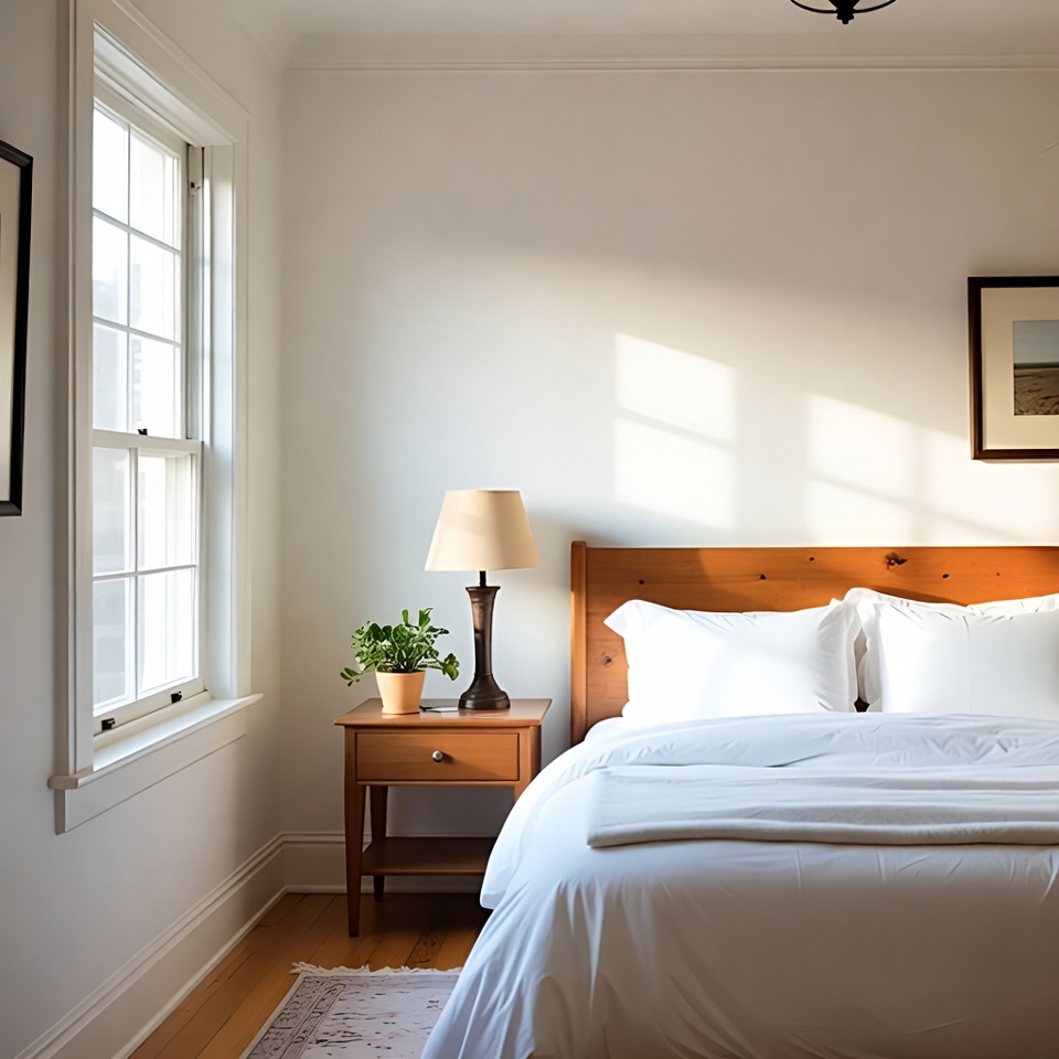 Cozy bedroom with natural light Cozy bedroom with natural light