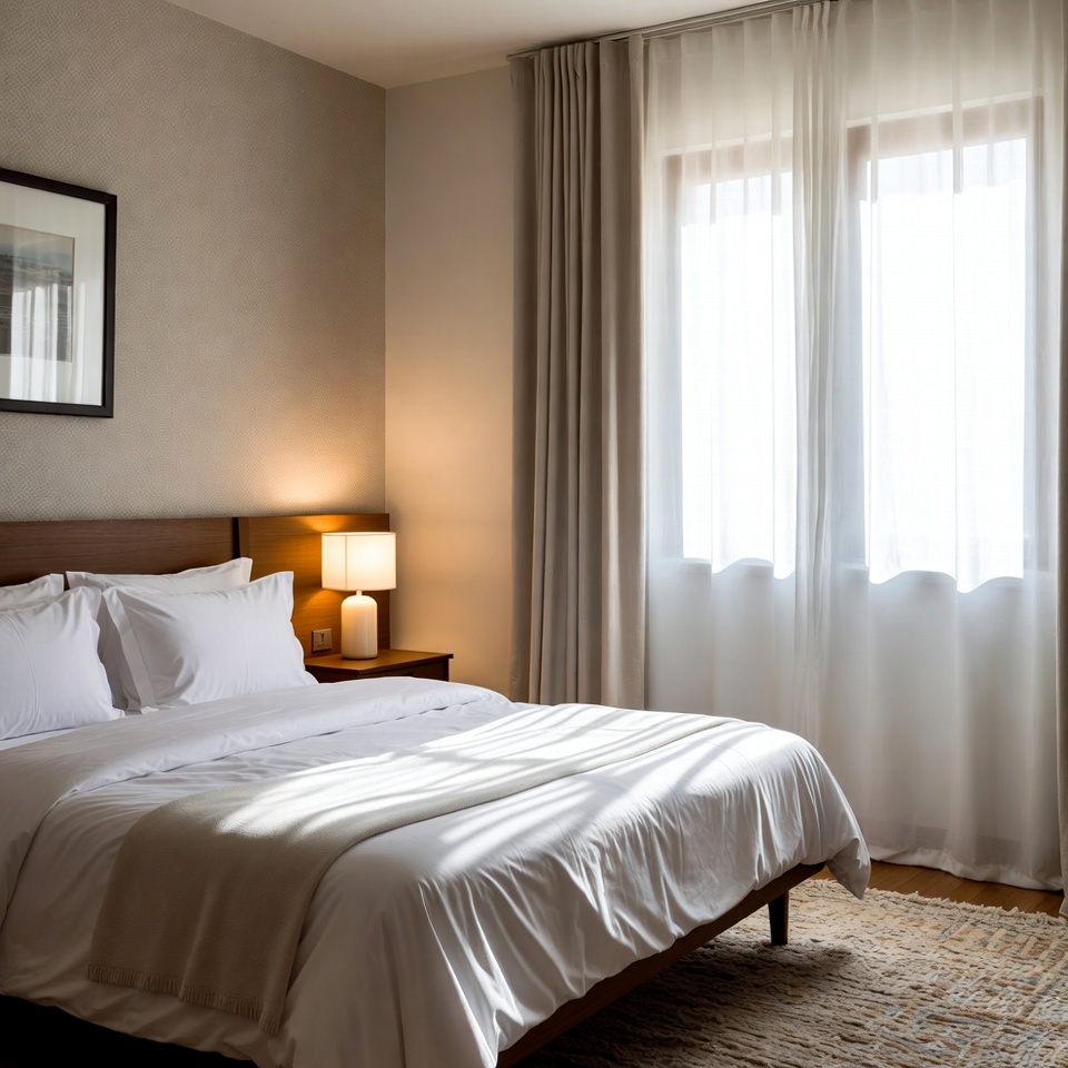 Bright and airy bedroom with soft decor Bright and airy bedroom with soft decor