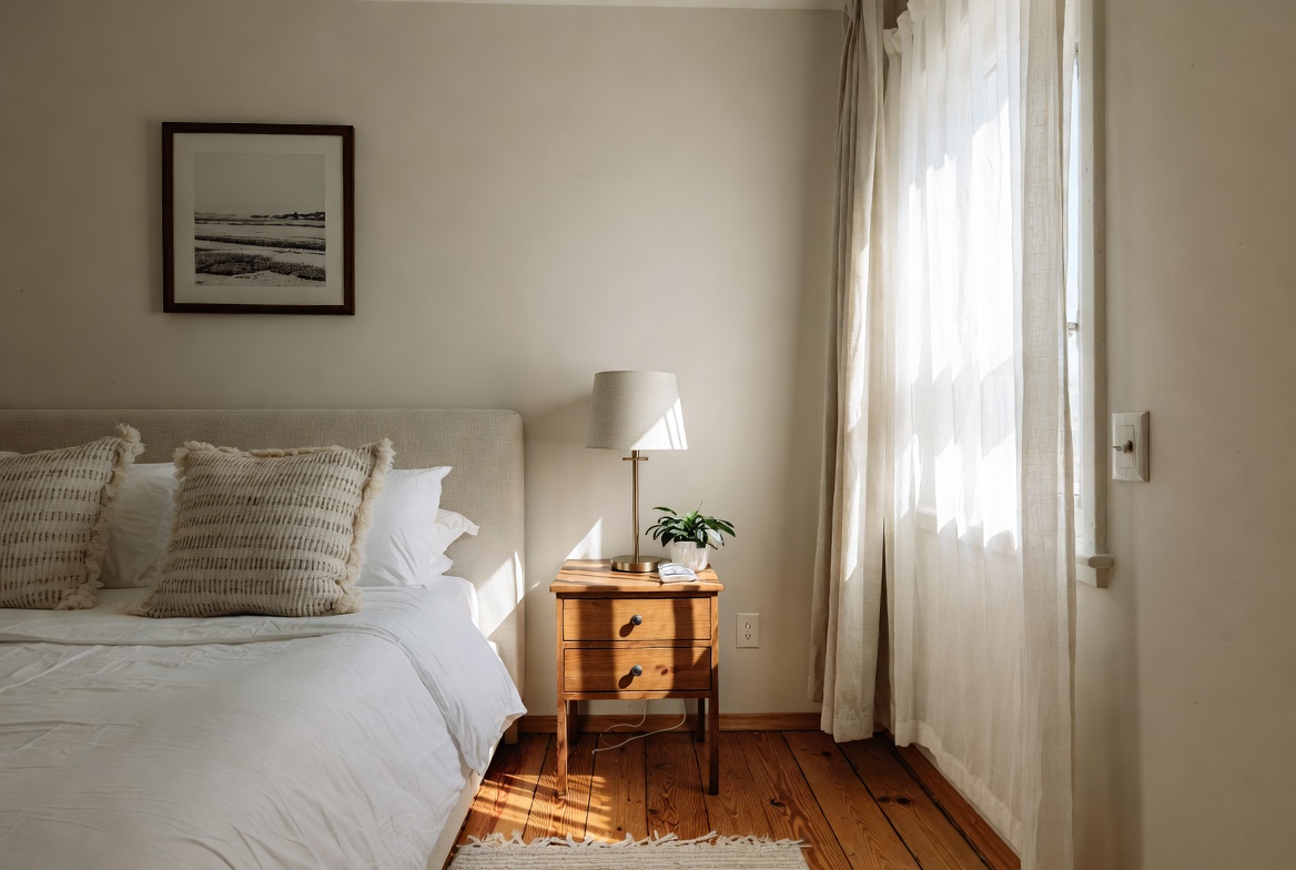 Cozy bedroom with natural light Cozy bedroom with natural light