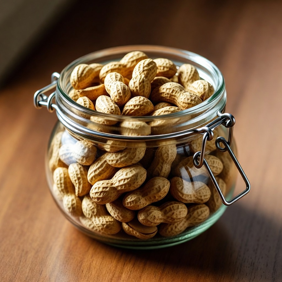 Jar filled with crunchy peanuts Jar filled with crunchy peanuts