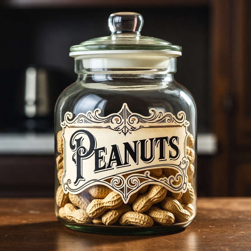 Vintage glass jar filled with peanuts Vintage glass jar filled with peanuts