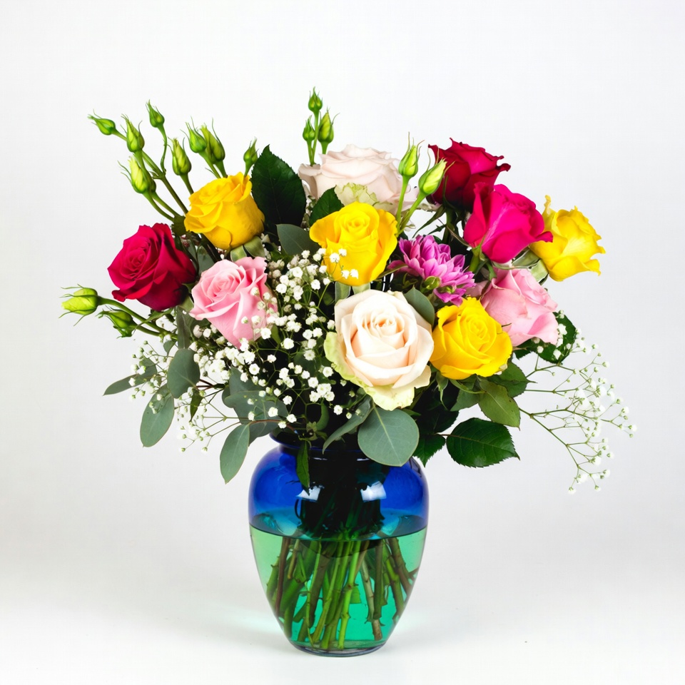 Colorful flower arrangement in vase Colorful flower arrangement in vase