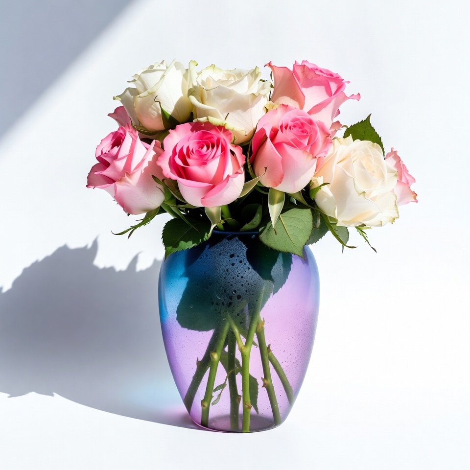 Beautiful roses in colorful vase Beautiful roses in colorful vase