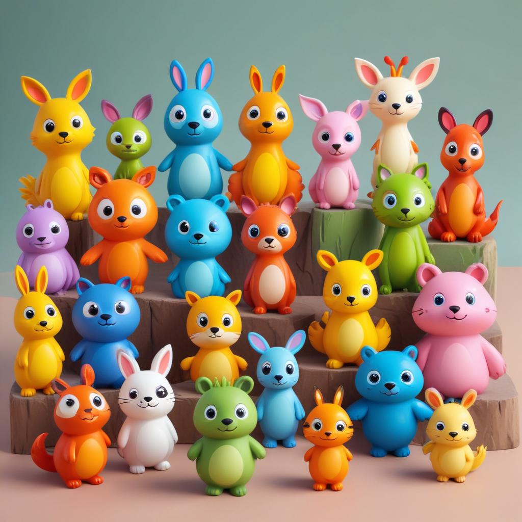 Colorful collection of cute animal figures Colorful collection of cute animal figures