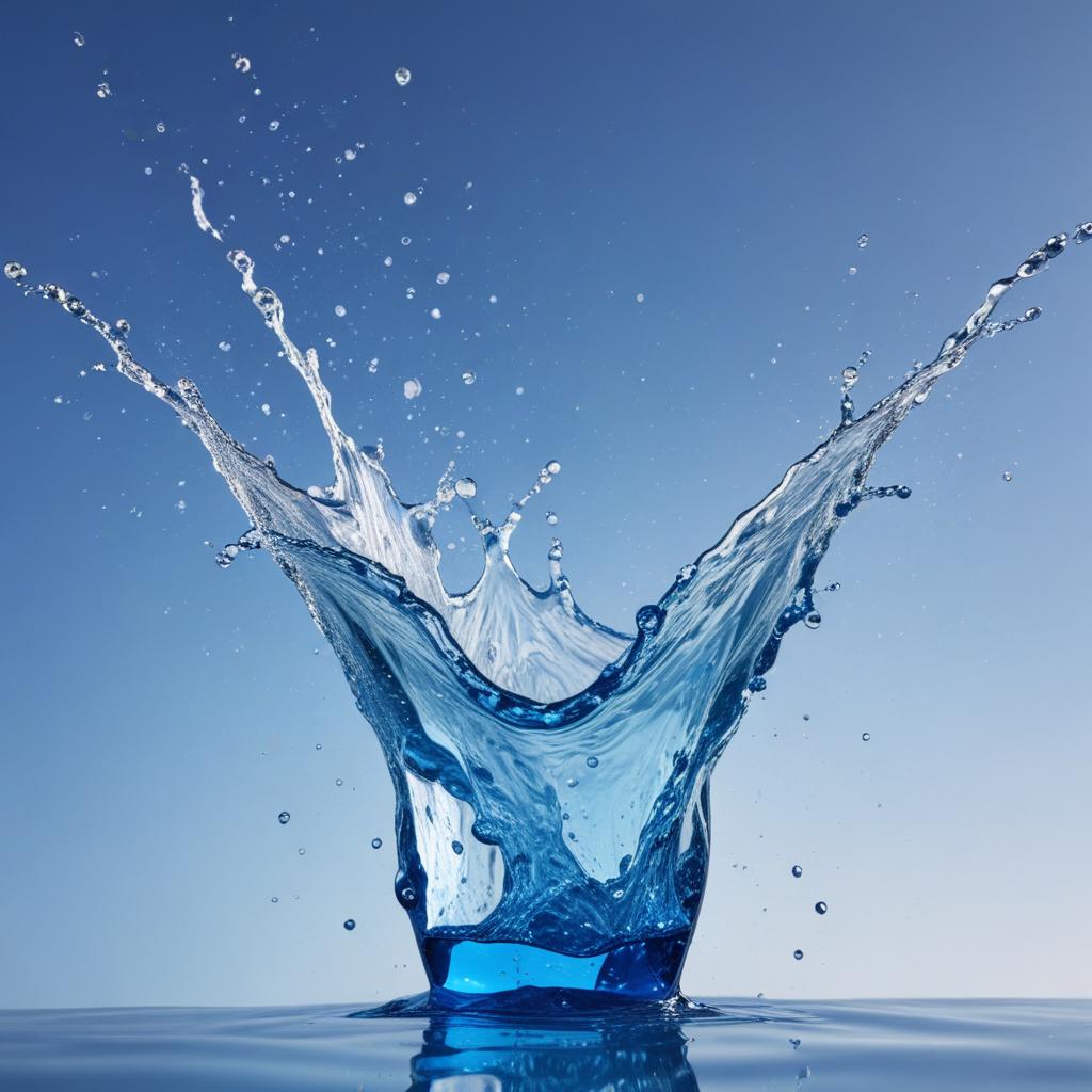 Liquid splash against blue sky Liquid splash against blue sky