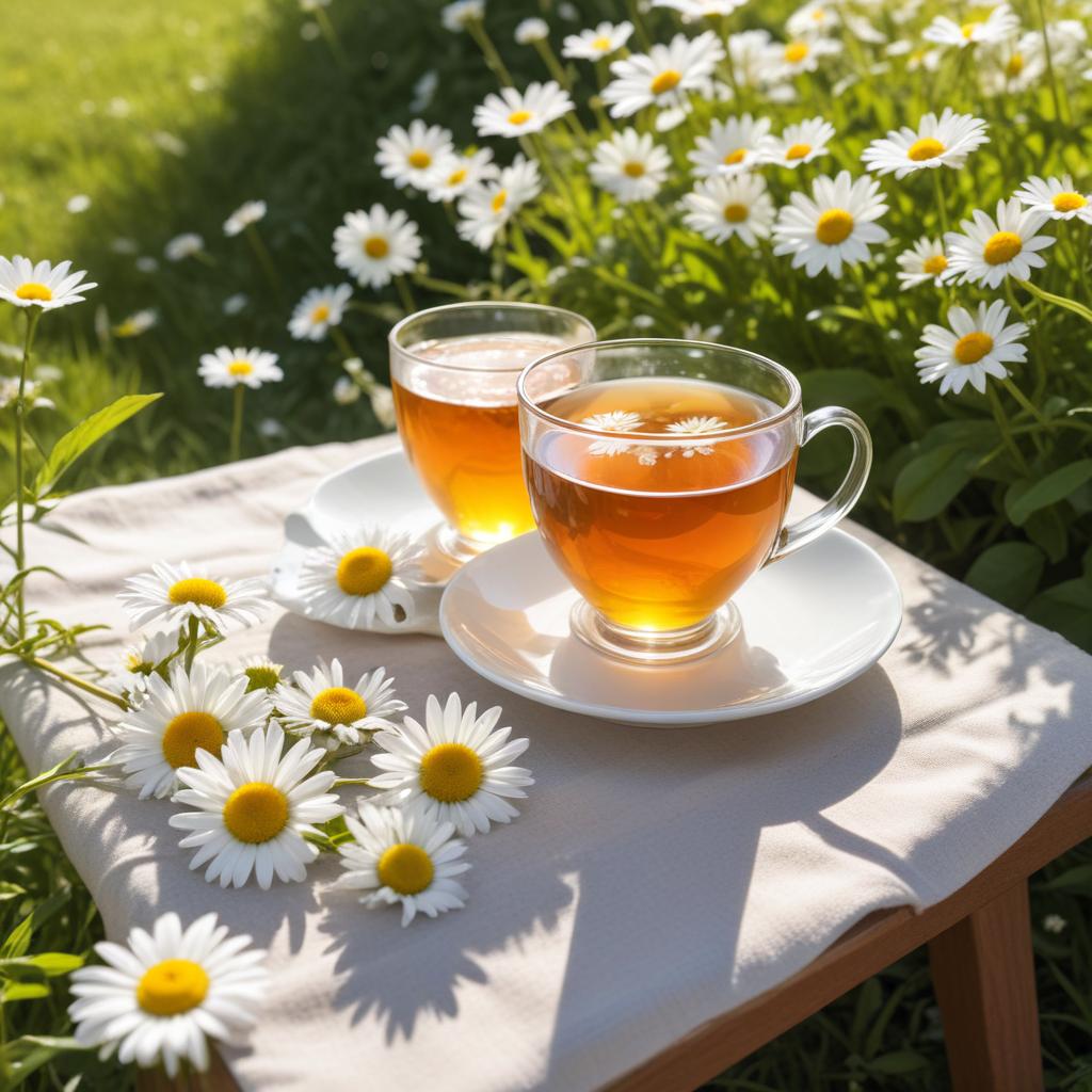 Refreshing tea by daisy flowers Refreshing tea by daisy flowers