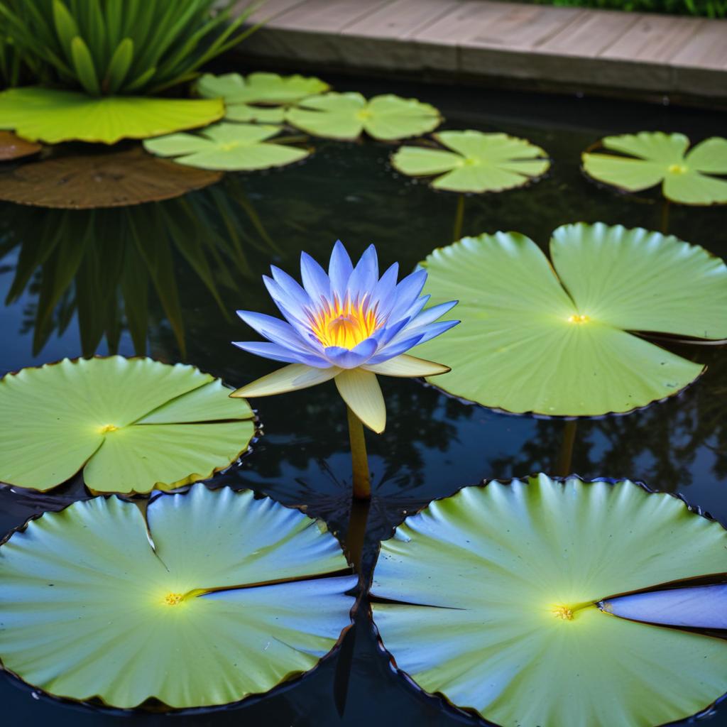 Water lily blooming in serene pond Water lily blooming in serene pond