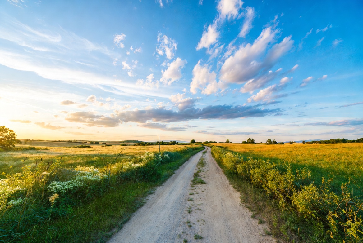 Scenic dirt road at sunset Scenic dirt road at sunset