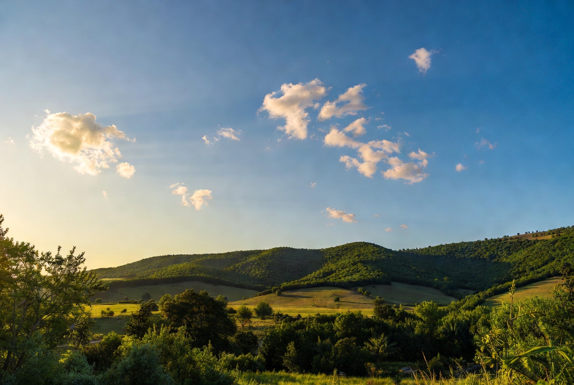 Scenic rural landscape during sunset Scenic rural landscape during sunset