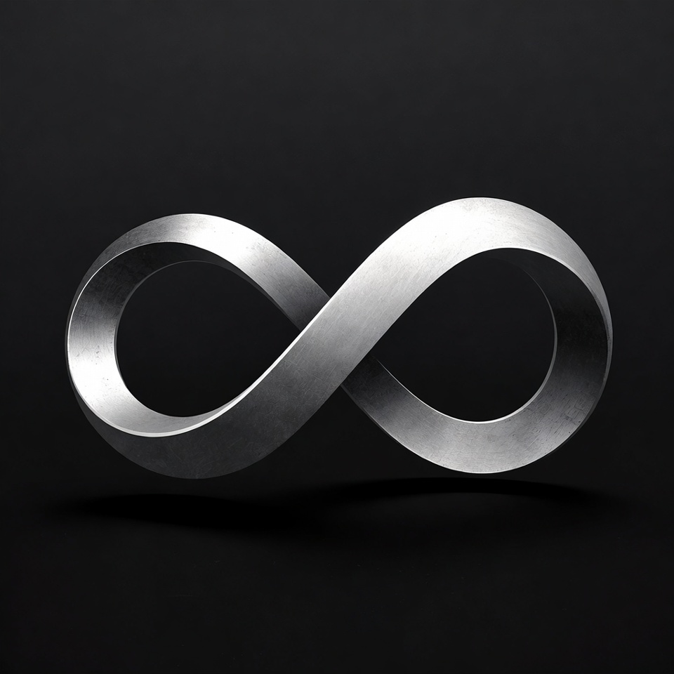 Stylish metallic infinity symbol display Stylish metallic infinity symbol display