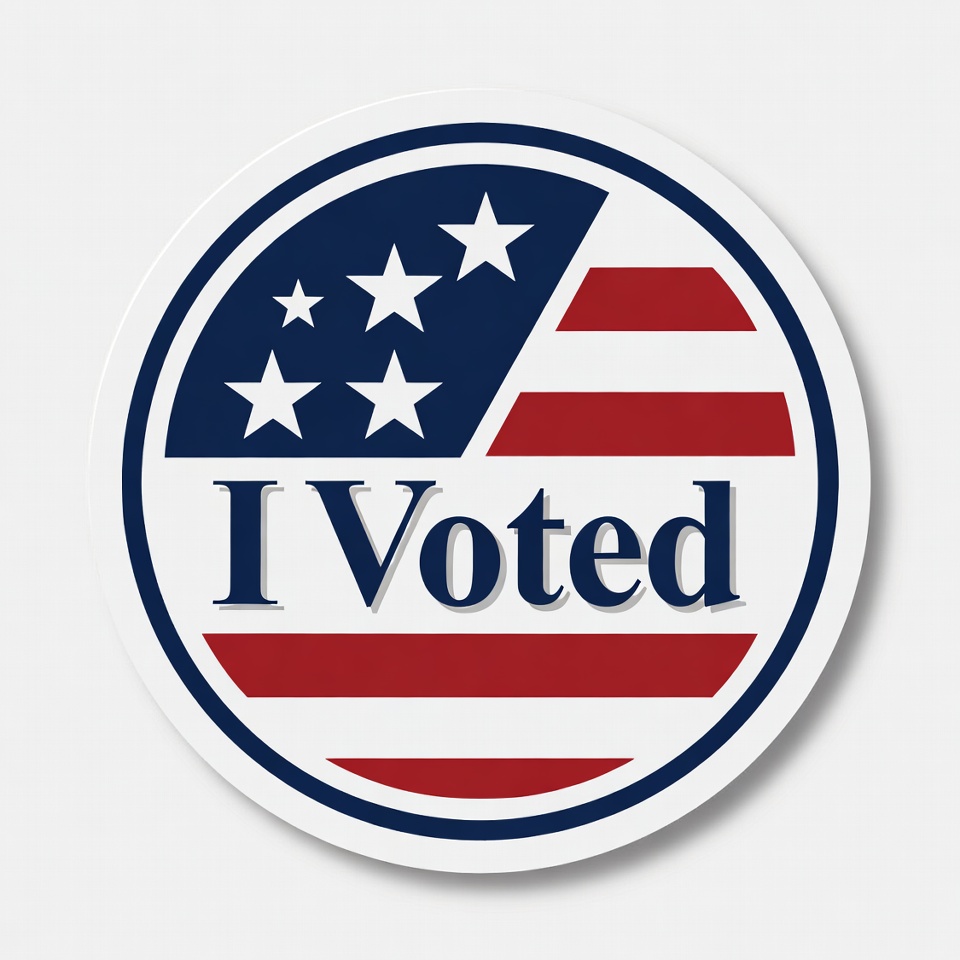 Voting sticker design with american flag Voting sticker design with american flag