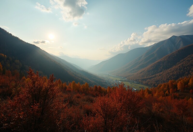 Autumn landscape in a mountain valley Autumn landscape in a mountain valley