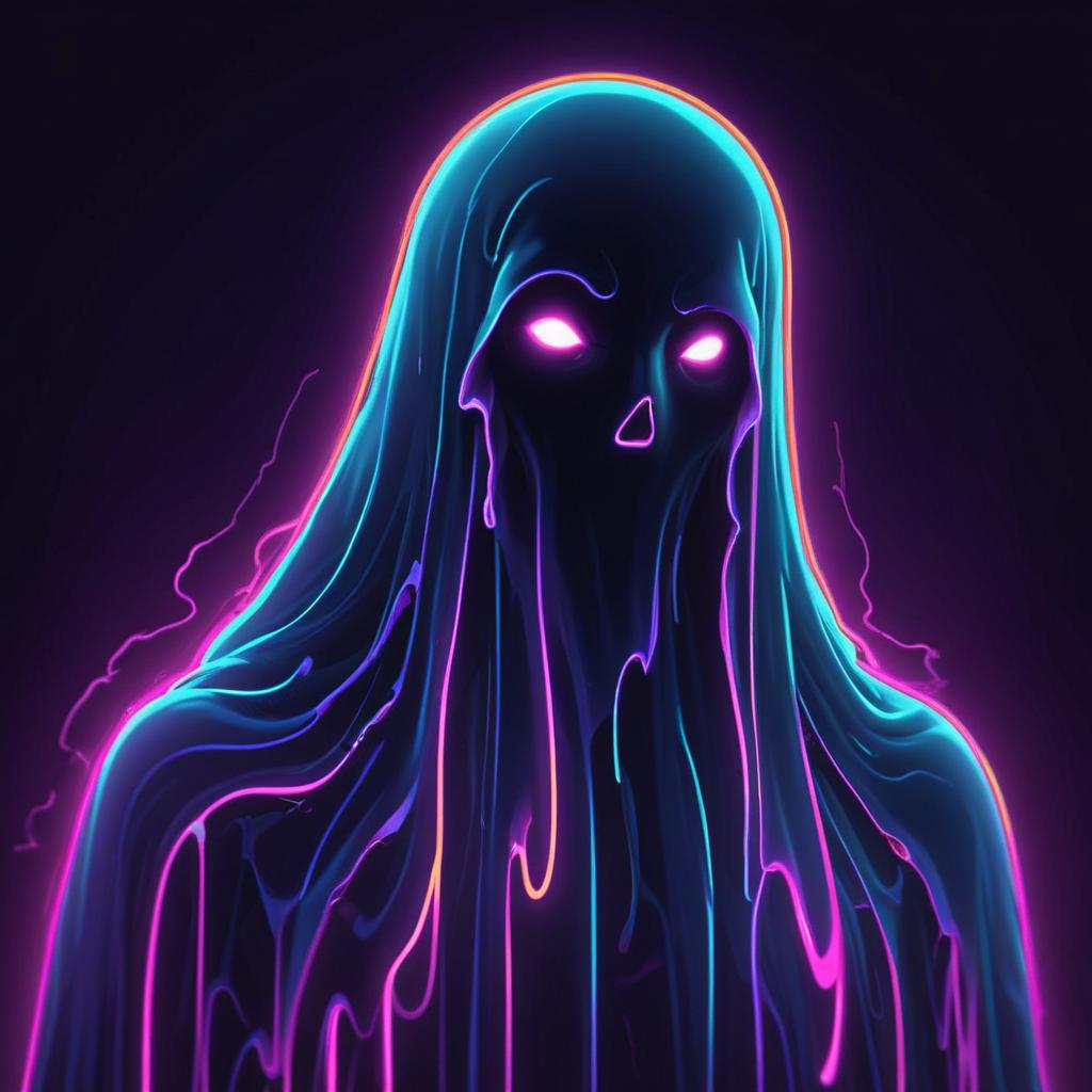 Neon ghost figure in dark background Neon ghost figure in dark background