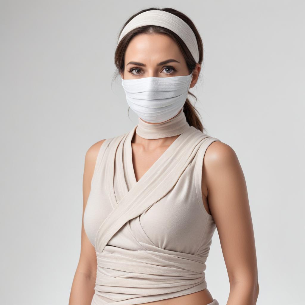 Woman in mask and chic attire Woman in mask and chic attire