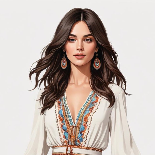 Elegant woman with long hair and accessories Elegant woman with long hair and accessories