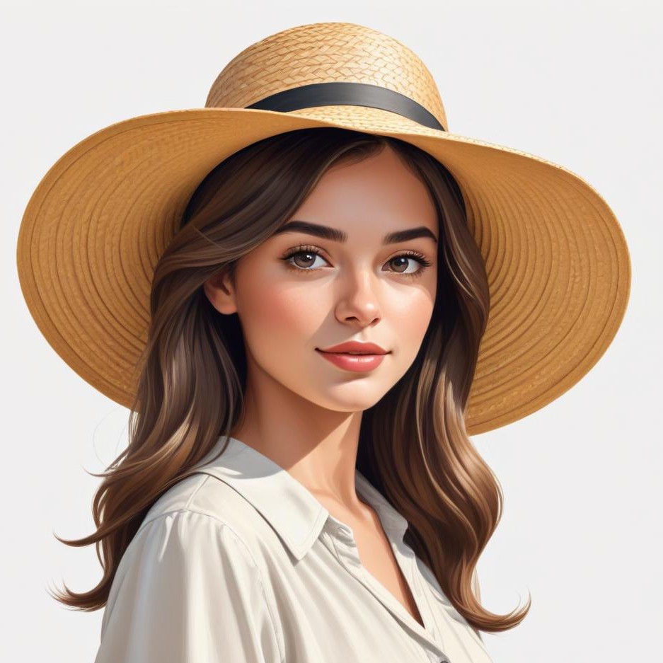 Portrait of a young woman in a sun hat Portrait of a young woman in a sun hat