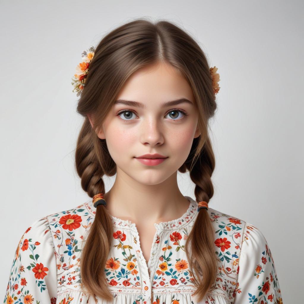 Portrait of girl in floral dress Portrait of girl in floral dress