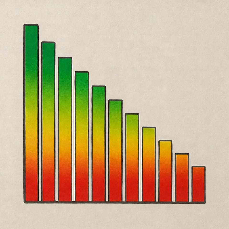 Colorful bar graph showing data trends Colorful bar graph showing data trends