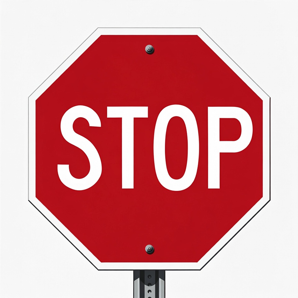 Red stop sign at intersection Red stop sign at intersection
