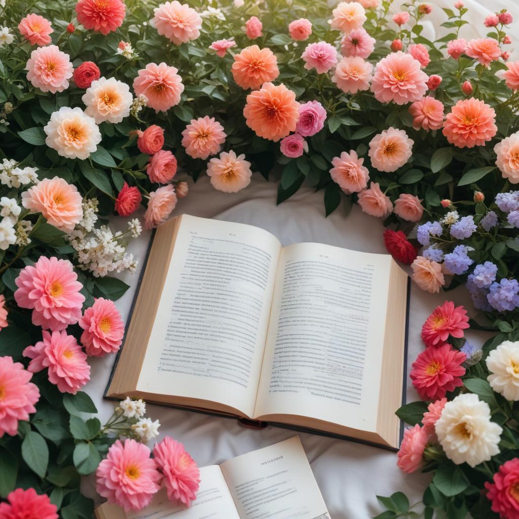 Open book surrounded by flowers Open book surrounded by flowers