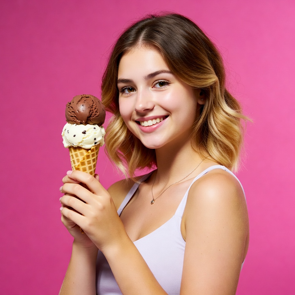 Enjoying ice cream on a sunny day Enjoying ice cream on a sunny day