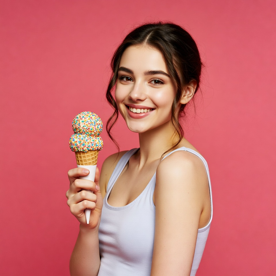 Smiling girl with ice cream cone Smiling girl with ice cream cone
