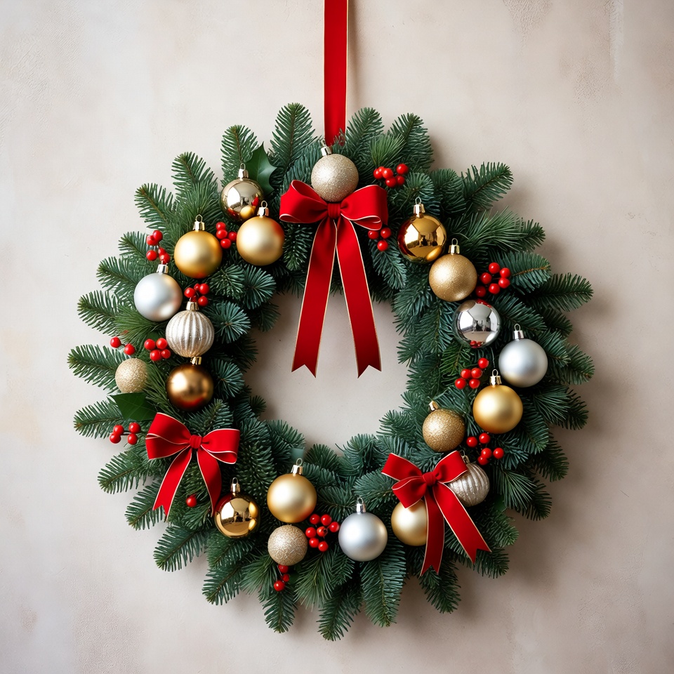 Decorative christmas wreath with ornaments Decorative christmas wreath with ornaments