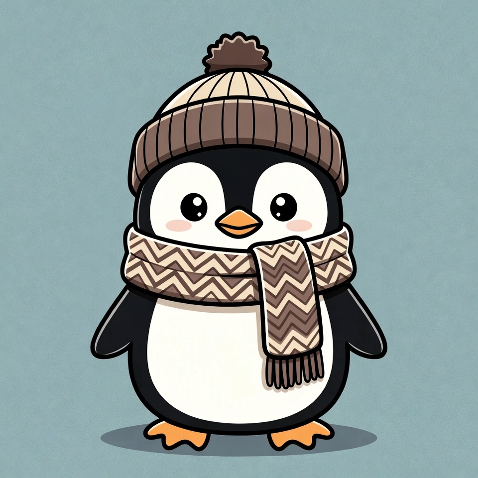 Cute penguin wearing a winter hat Cute penguin wearing a winter hat