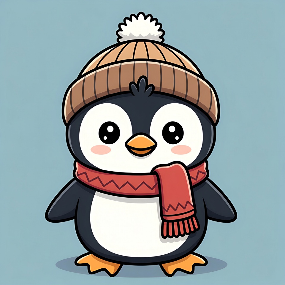 Cute penguin in winter attire Cute penguin in winter attire