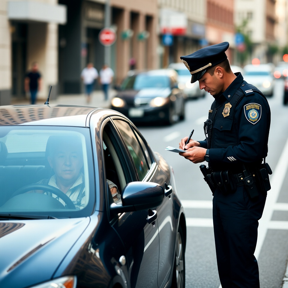 Police officer issuing a ticket Police officer issuing a ticket