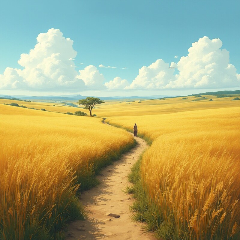 Wanderer in golden fields Wanderer in golden fields