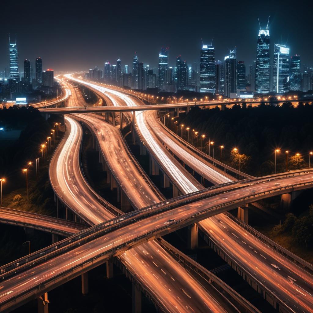 City highways glowing at night City highways glowing at night