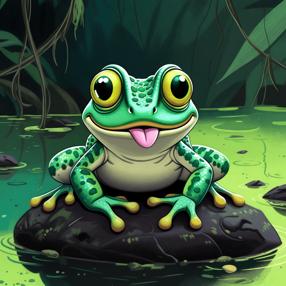 Cute frog sitting on a rock Cute frog sitting on a rock